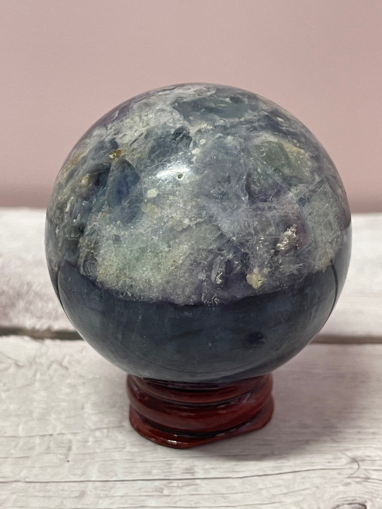 Snowflake Fluorite Sphere 5.5cm 305g - Concentration. Organised.