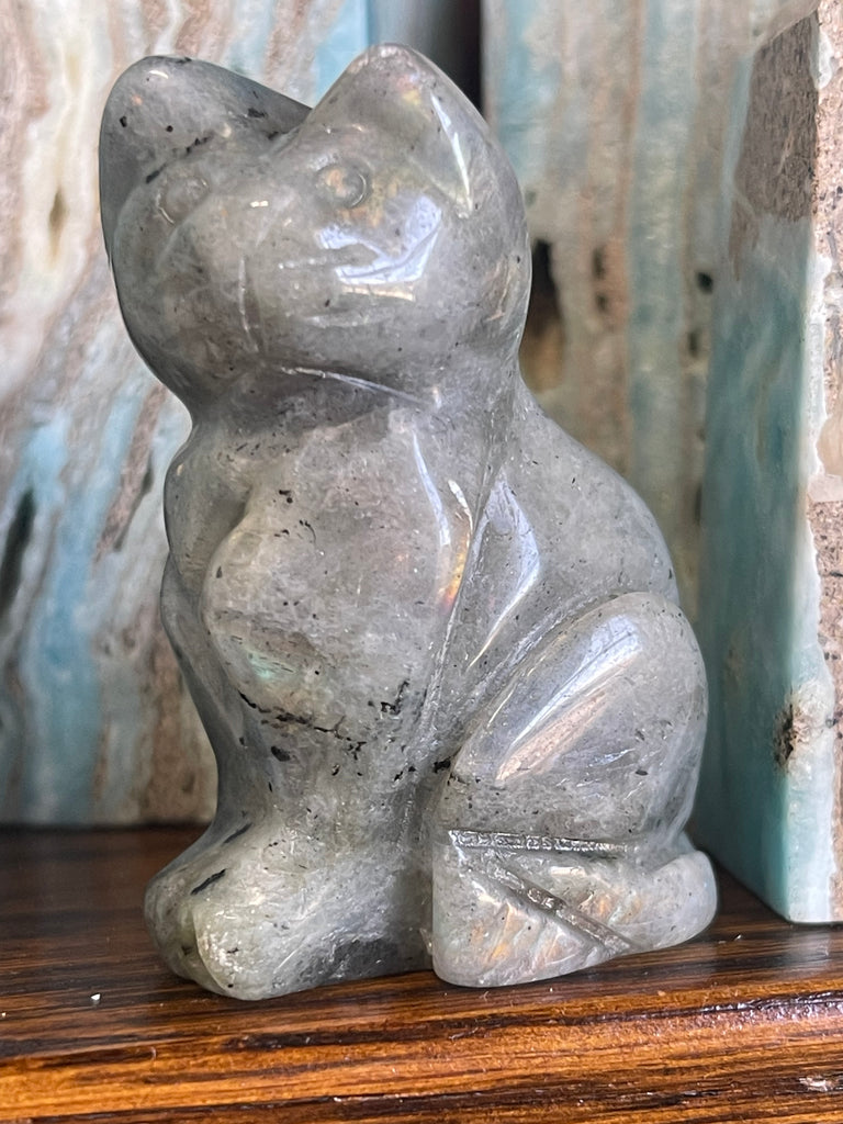 Labradorite Cat Carving - Magic & Protection