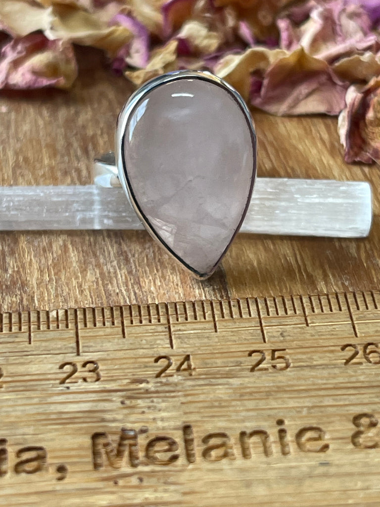Rose Quartz Silver Ring Size 7.5 - “I radiate love, beauty, confidence and grace”.