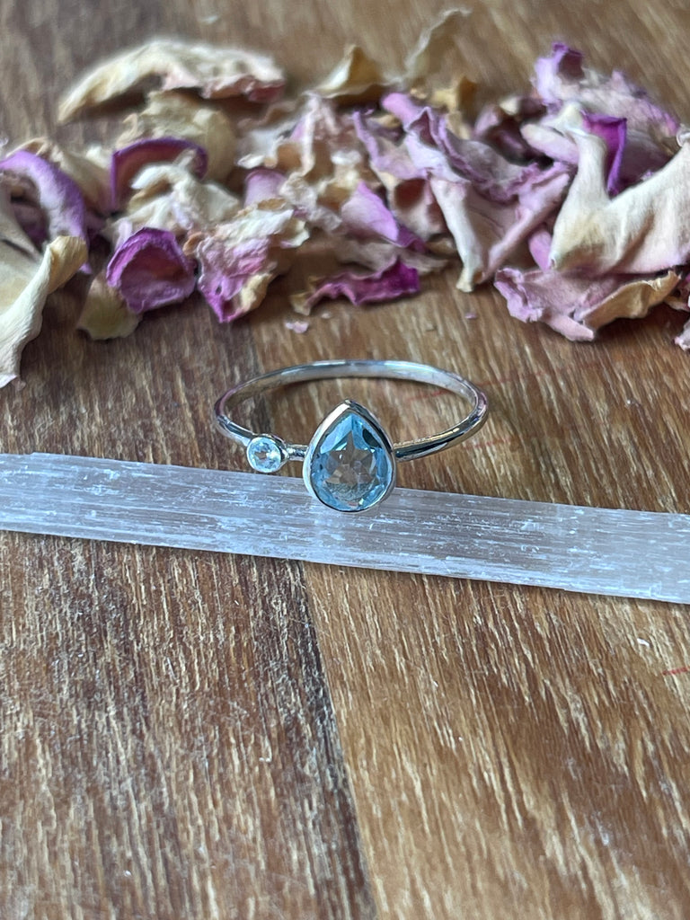 Blue Topaz Silver Ring Size 7 - "I communicate my thoughts with confidence and clarity."