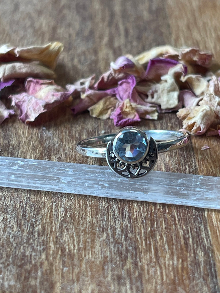 Blue Topaz Silver Ring Size 7 - "I communicate my thoughts with confidence and clarity."