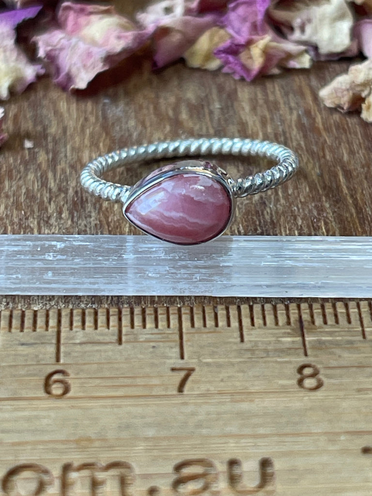 Rhodocroscite Silver Ring Size 7 - "My mind, body, and spirit are protected and grounded."