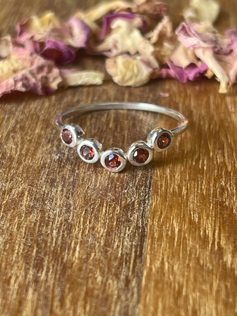 Garnet Silver Ring Size 8.5 - "I am passionate and enthusiastic in all areas of my life."