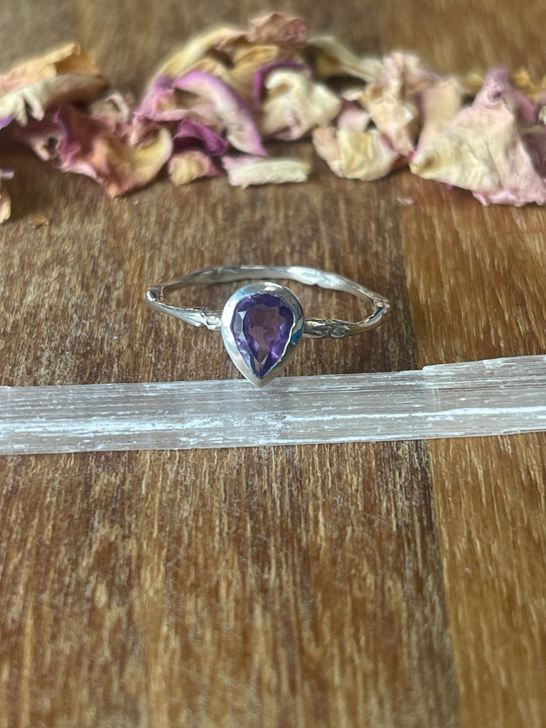 Amethyst Silver Ring Size 8.5 - “I trust my intuition and allow it to guide me each day”