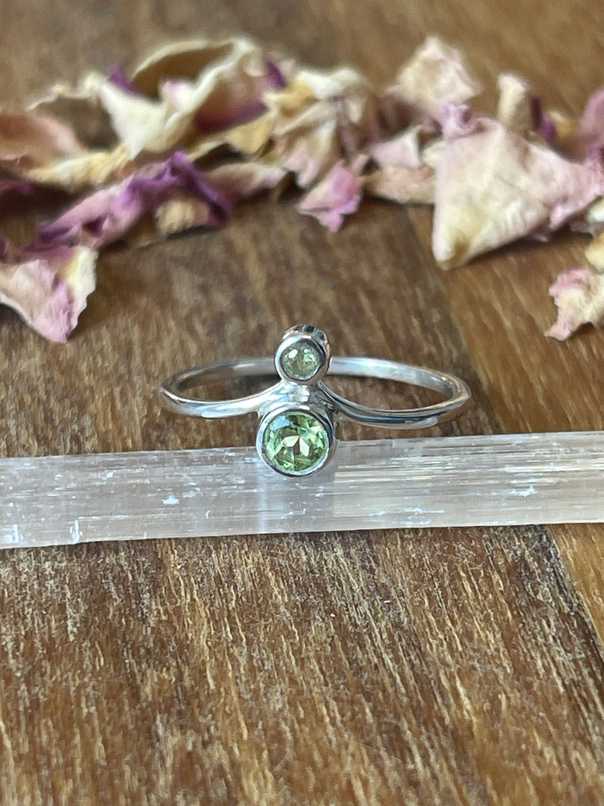 Peridot Silver Ring Size 8 -  “I welcome abundance in all areas of my life”.