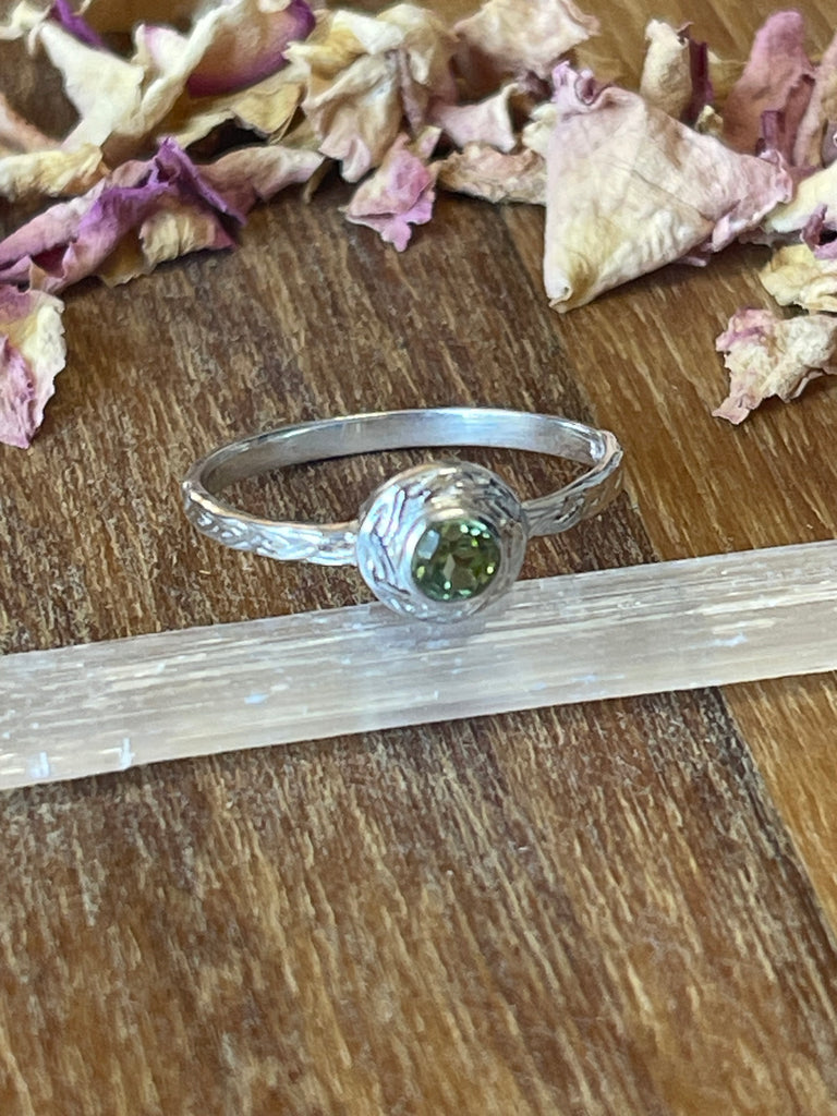 Peridot Silver Ring Size 8.5 -  “I welcome abundance in all areas of my life”.