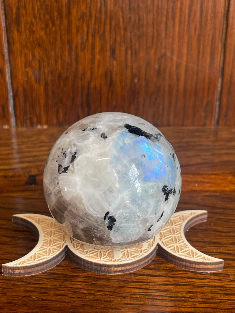 Rainbow Moonstone Sphere #1  174g- “My mind is open to new possibilities and opportunities