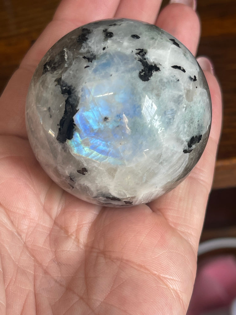 Rainbow Moonstone Sphere #1  174g- “My mind is open to new possibilities and opportunities