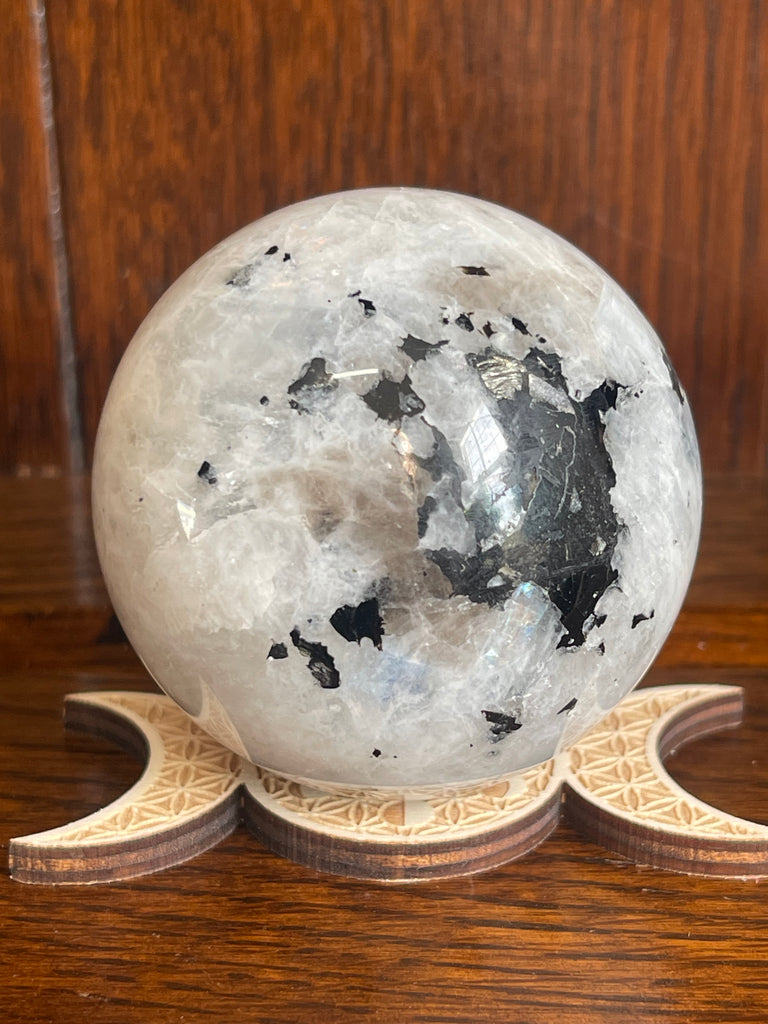 Rainbow Moonstone Sphere #5 342g  - “My mind is open to new possibilities and opportunities