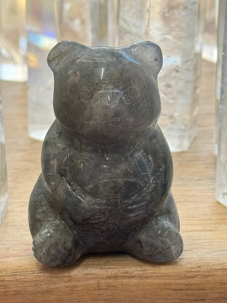 Labradorite Teddy Bear Carving -