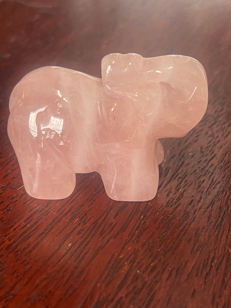 Rose Quartz Elephant Carving - Love. Luck.