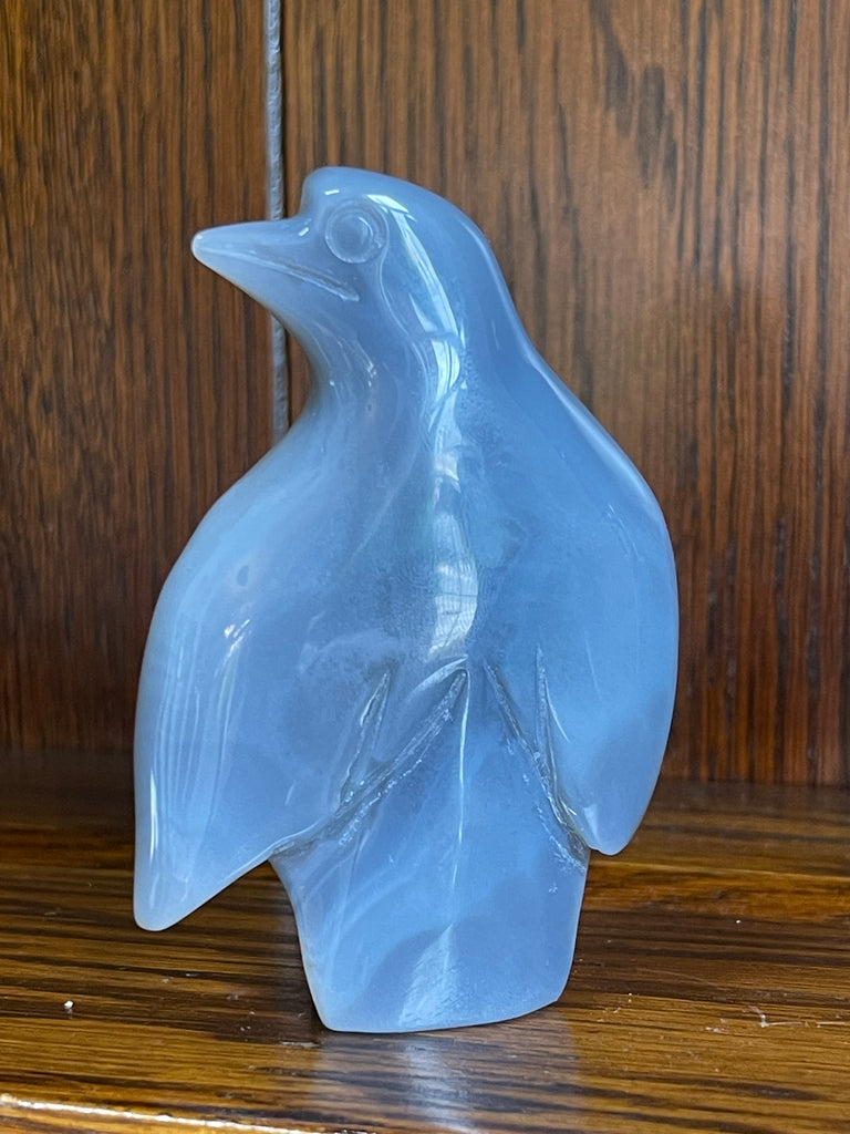 Blue Agate Geode Penguin Carving - #2 - "I am at peace with myself and the world around me."