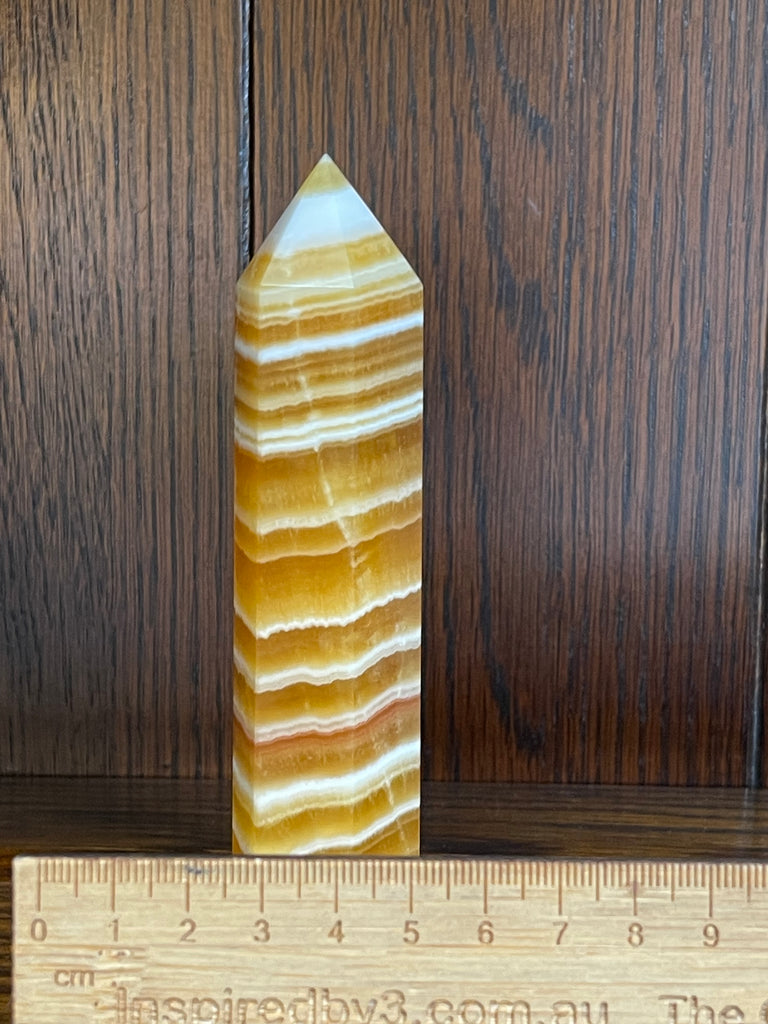 Banded Orange Calcite Tower #3 246g - "My mind is filled with new, creative ideas."