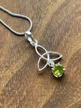 Peridot Silver Triquetra Pendant & Chain - “ I welcome abundance in all areas of my life”.