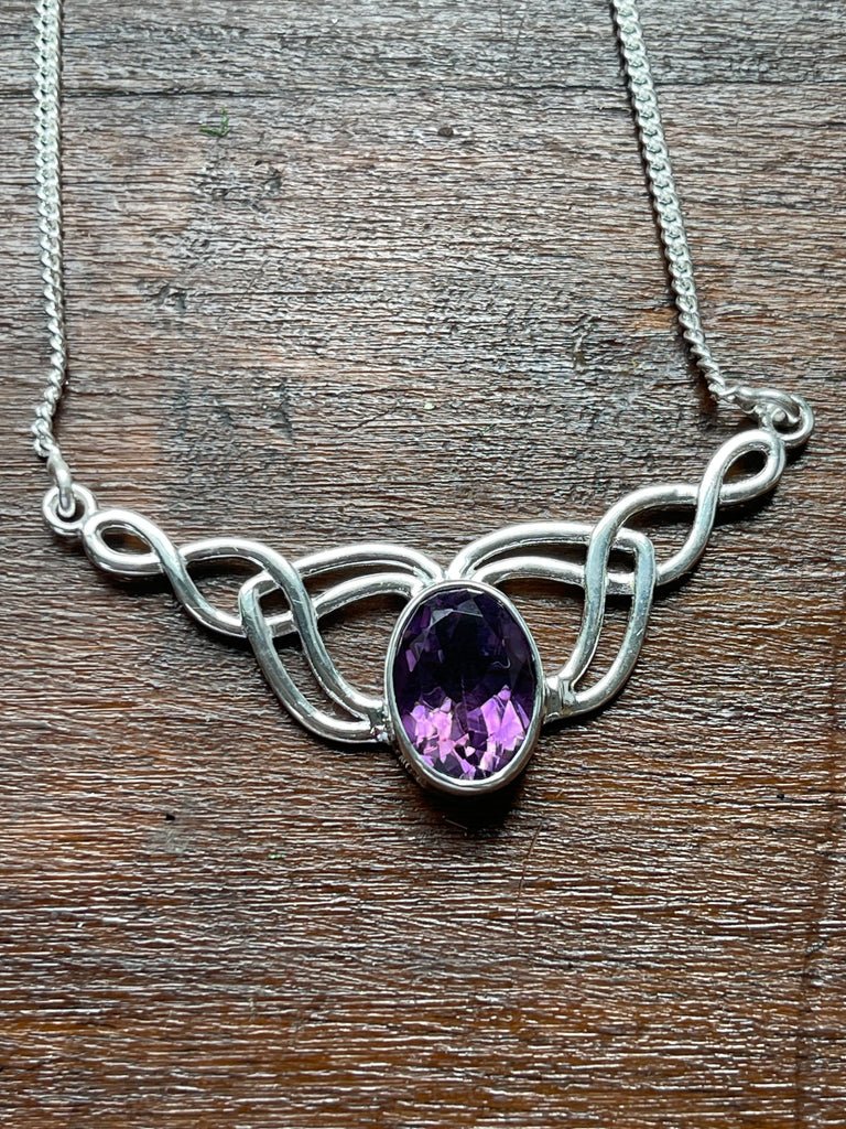 Amethyst Silver Necklace - Intuition. Protection.
