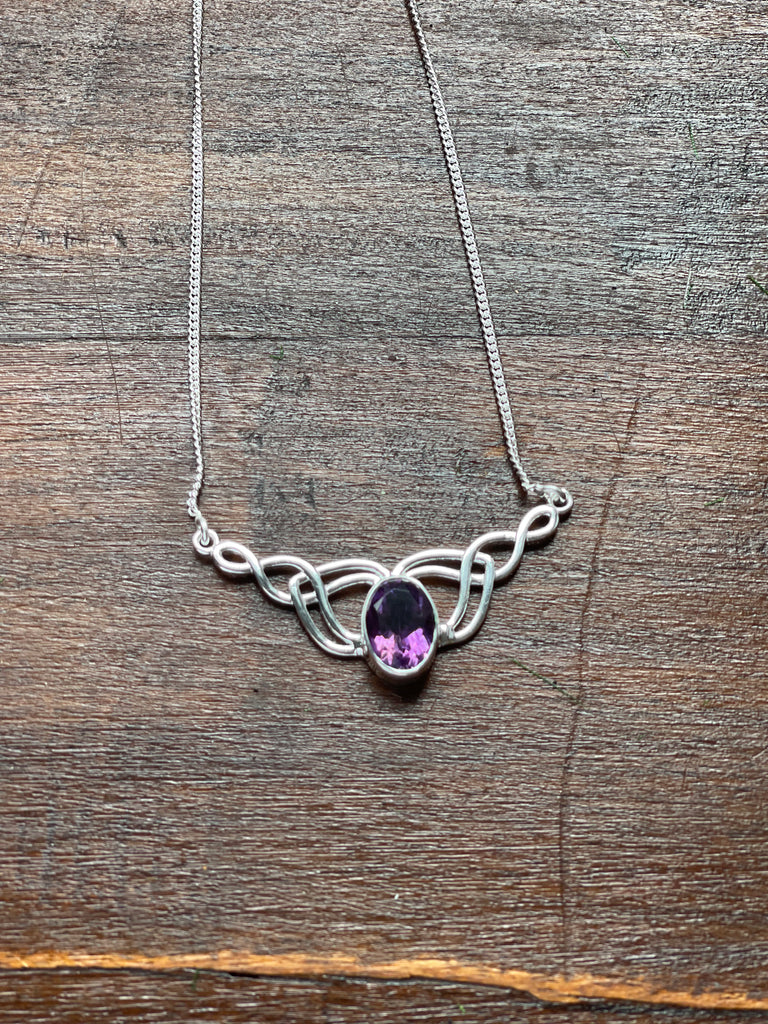 Amethyst Silver Necklace - Intuition. Protection.