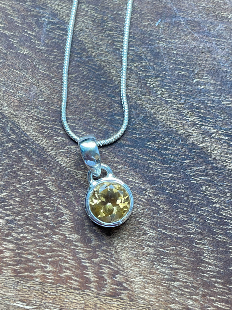 Citrine Silver Round Petite Pendant  - “I am successful in all areas of life”.
