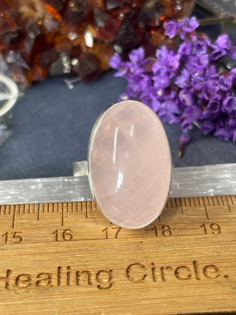 Rose Quartz Silver Ring Size 10 #4 - “I radiate love, beauty, confidence and grace”.