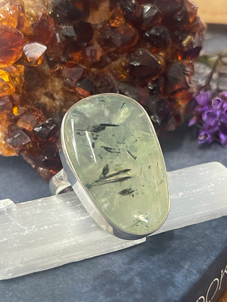 Prehnite Silver Ring Size 10 #2 - "I trust what the Universe has in store for me."
