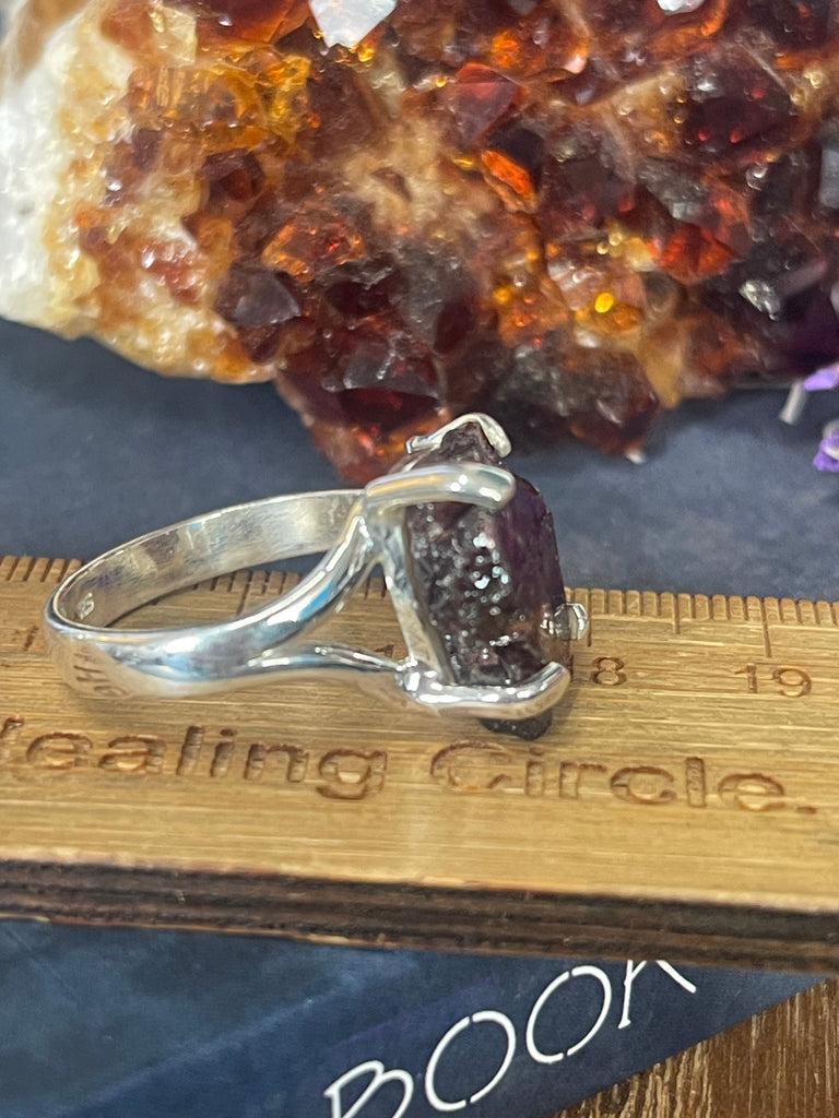 Garnet Unpolished Silver Ring Size 10 #1 - "I am passionate and enthusiastic in all areas of my life."
