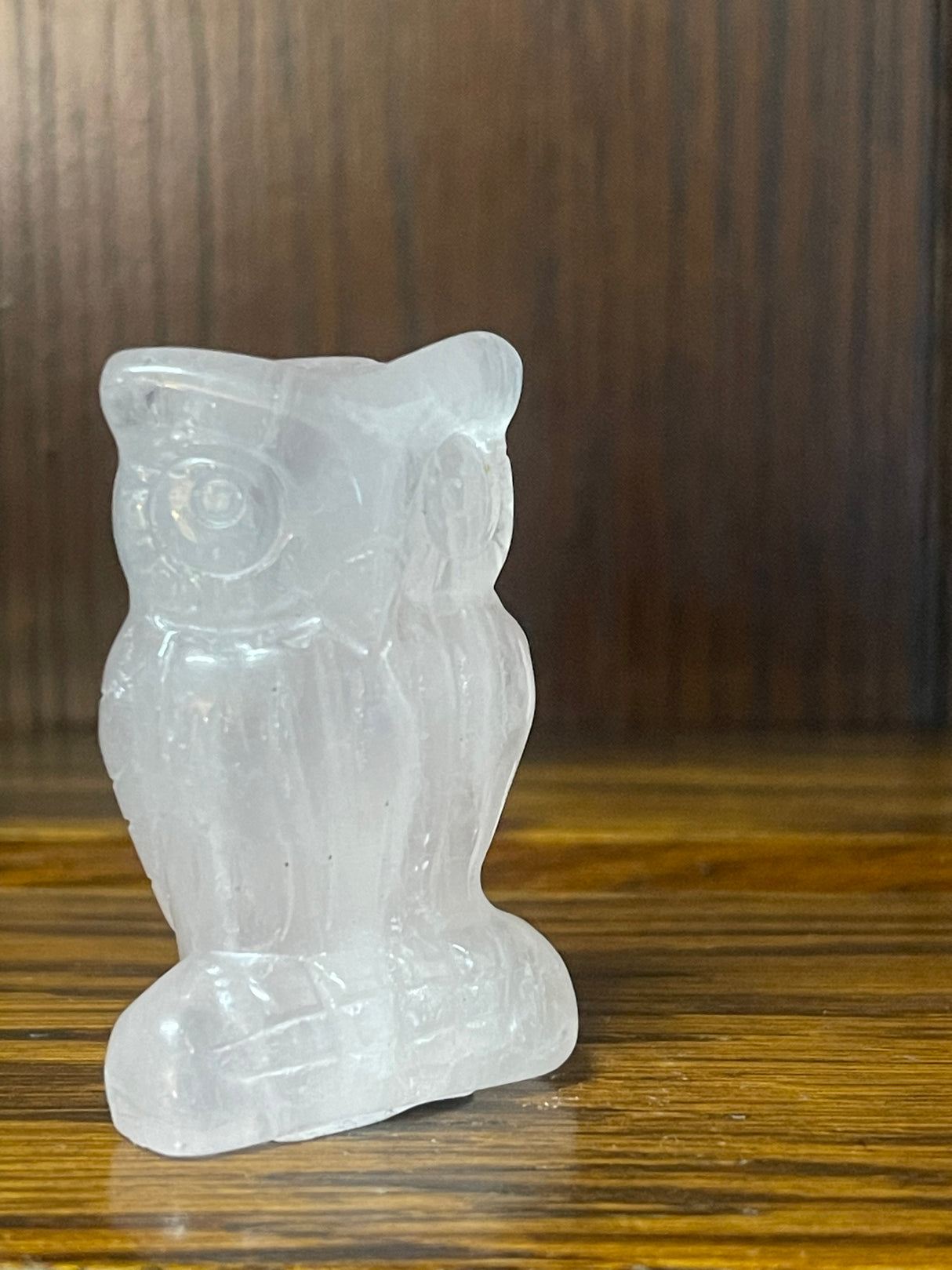 Rose Quartz Owl Carving  - “I radiate love, beauty, confidence and grace”.