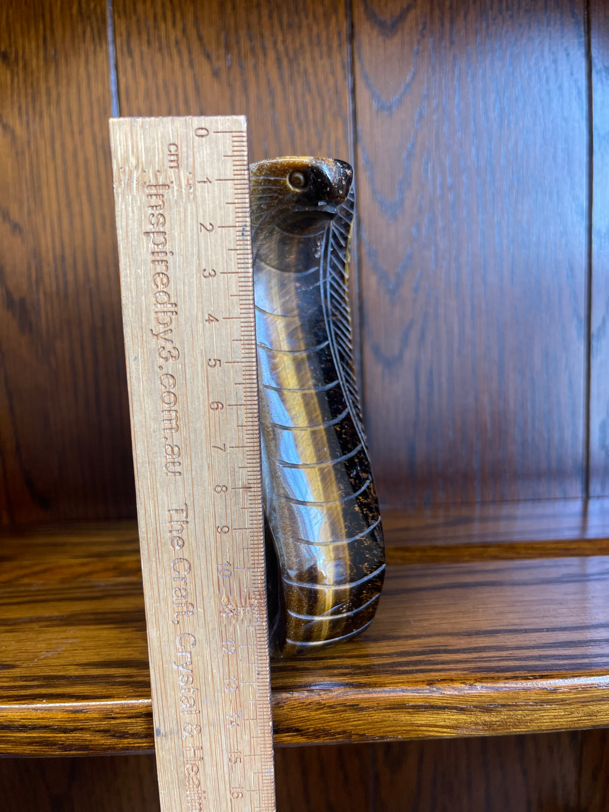 Tiger Eye Snake Carving 318g- Willpower. Courage. Manifestation.