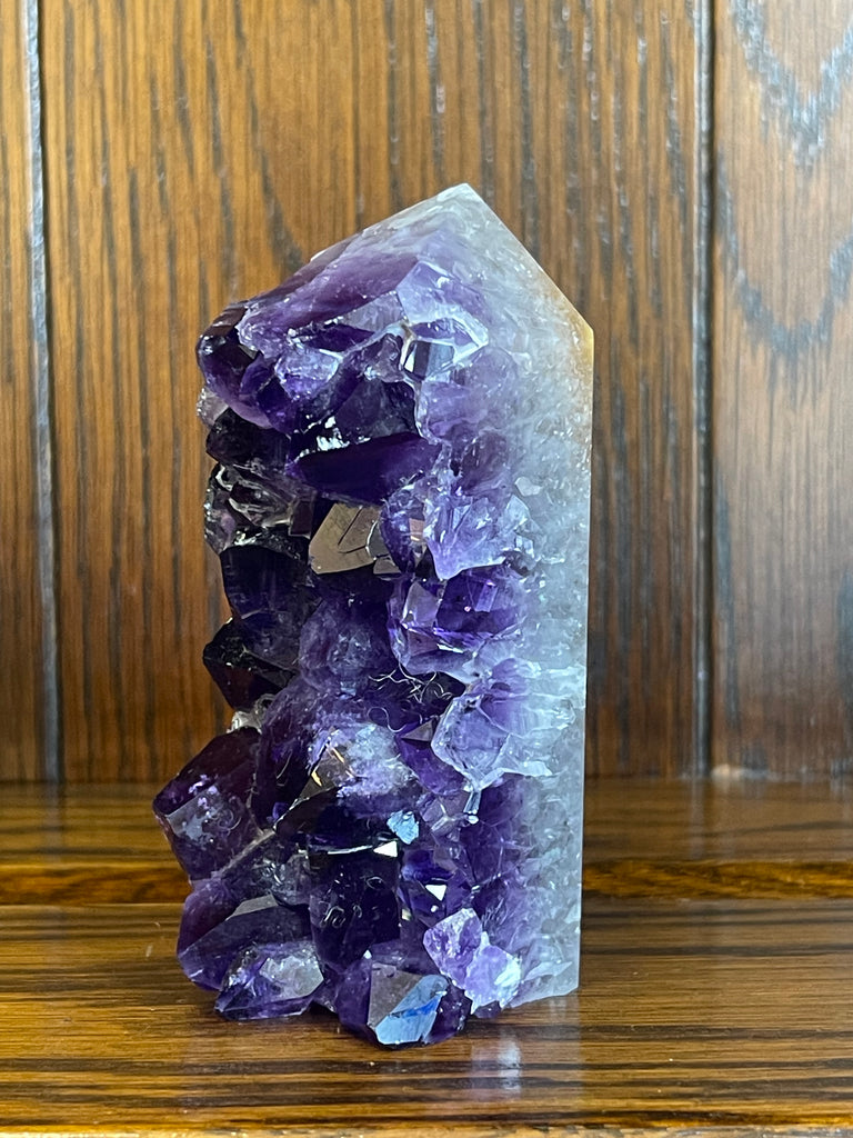 Amethyst Cluster Point A+ with polished back - #5 272g - “I trust my intuition and allow it to guide me each day”’