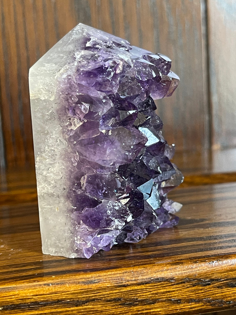 Amethyst Cluster Point A+ with polished back - #2 174g - “I trust my intuition and allow it to guide me each day”’