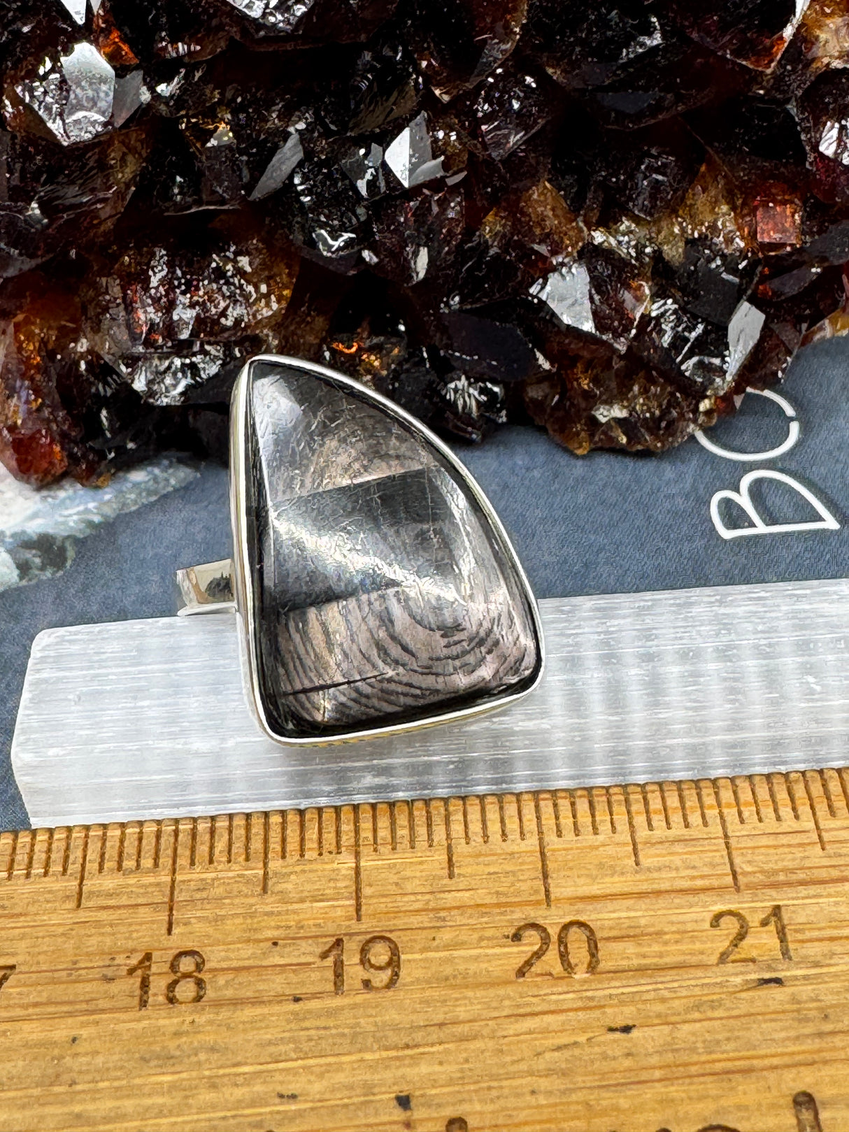 Hypersthene Silver Ring Size 9 -  Stone of Inner Quiet & Psychic Clarity