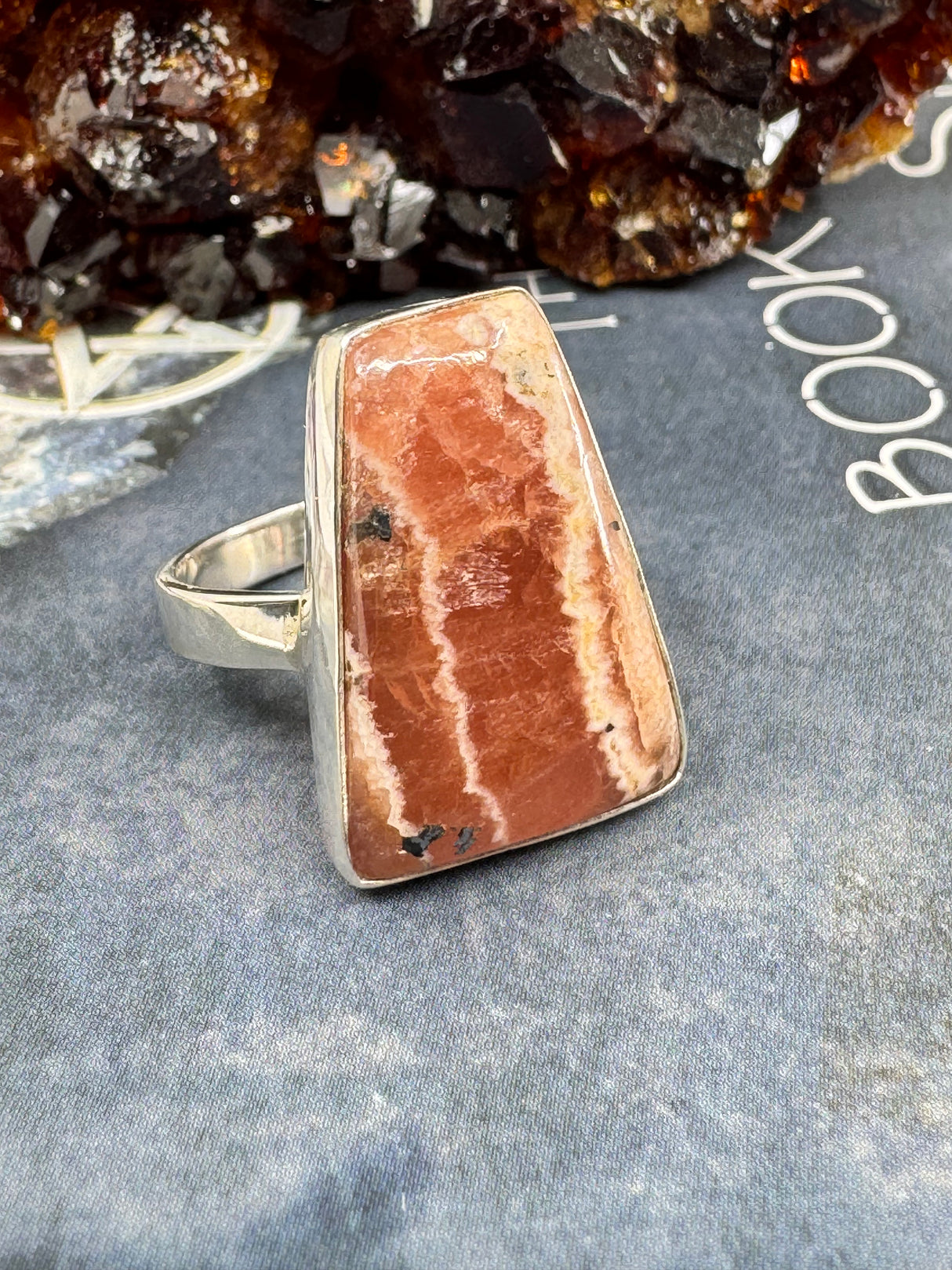 Rhodochrosite Ring Size 9 - "I gently release past pain with grace, compassion, and love."