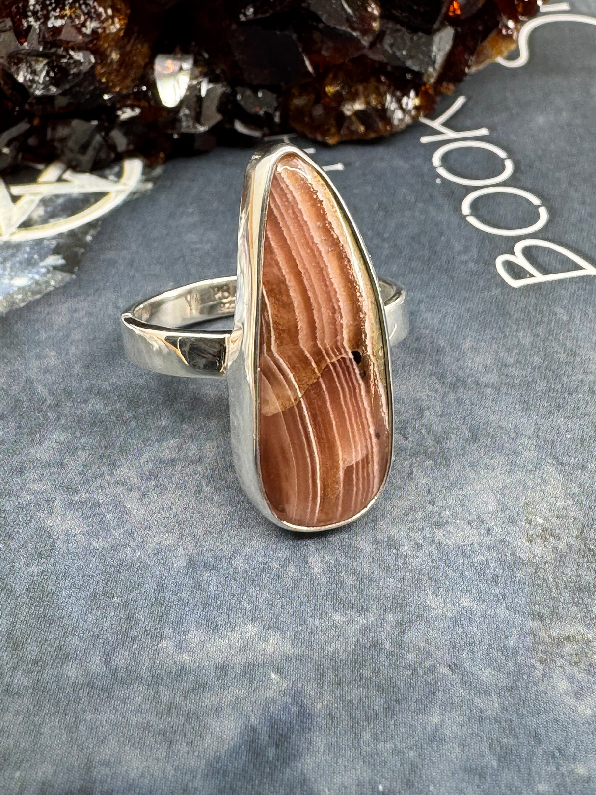 Rhodochrosite Ring Size 9 - "I gently release past pain with grace, compassion, and love."