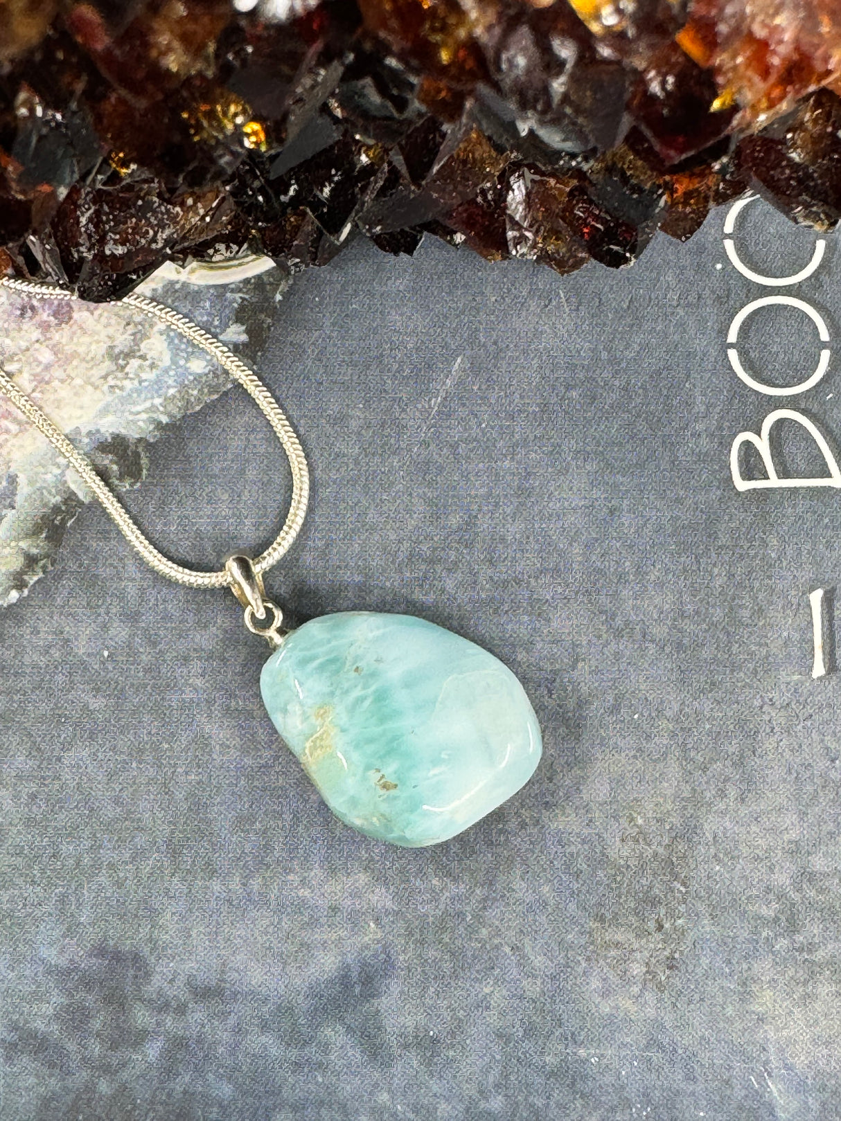 Larimar Small Nugget Silver Pendant  - "I allow myself to express my inner femininity".