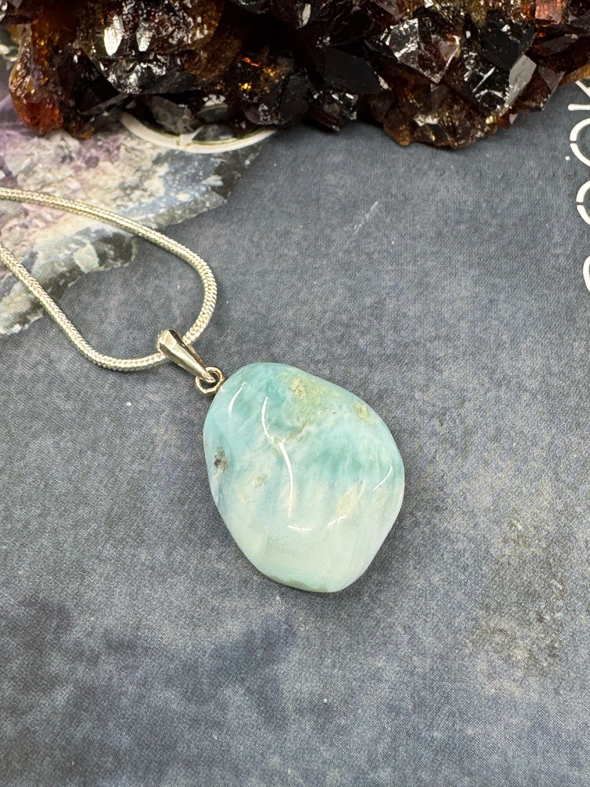 Larimar Small Nugget Silver Pendant  - "I allow myself to express my inner femininity".