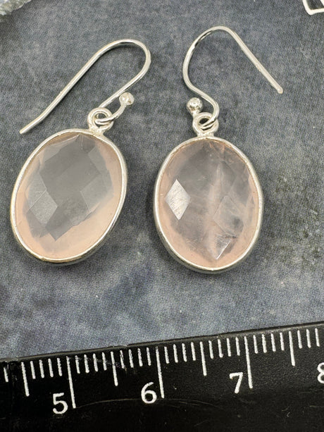 Rose Quartz Silver Drop Earring - “I radiate love, beauty, confidence and grace”.