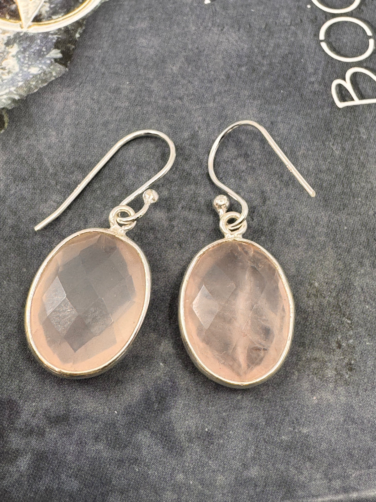 Rose Quartz Silver Drop Earring - “I radiate love, beauty, confidence and grace”.