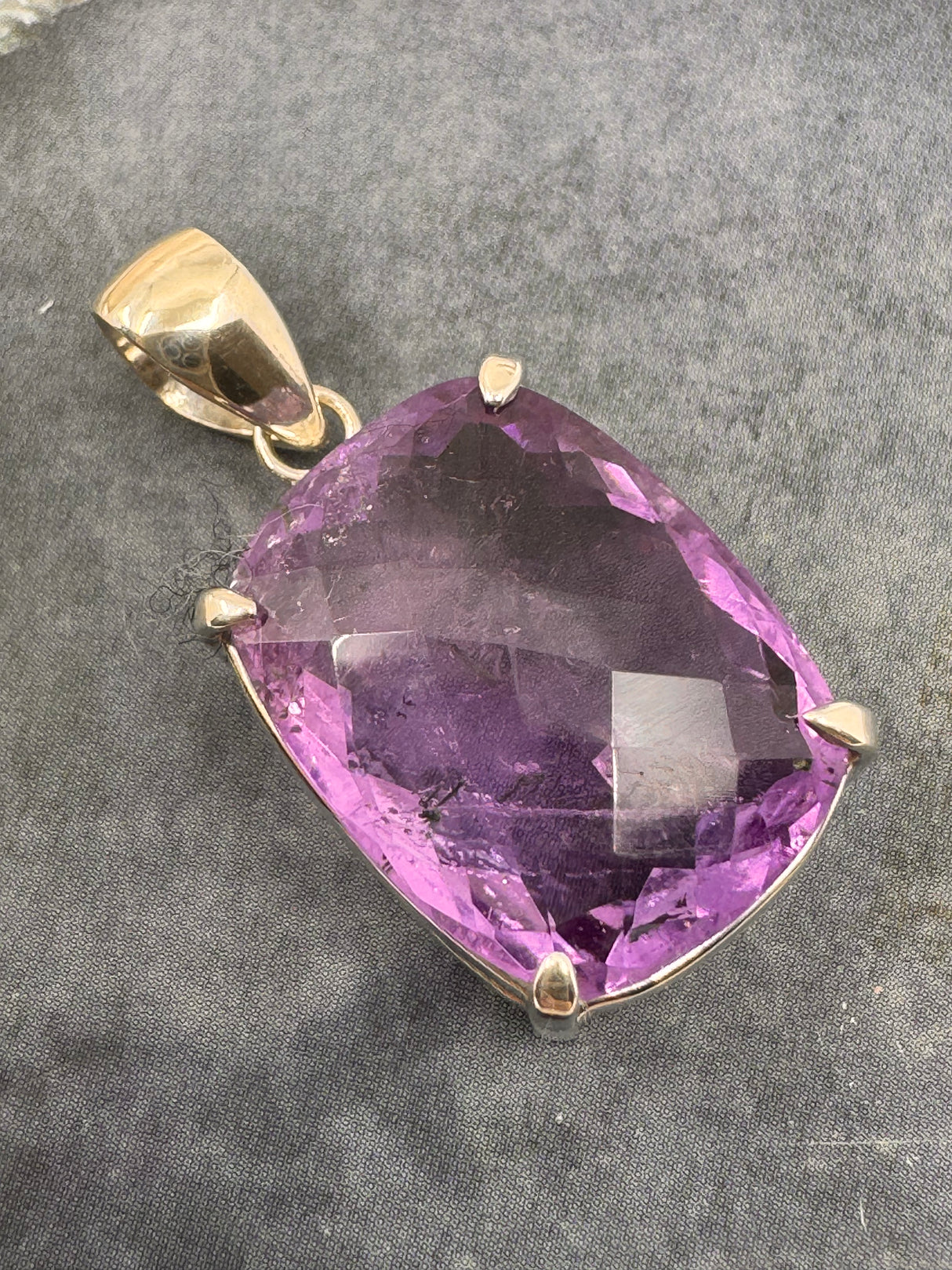 Amethyst Silver Faceted Pendant - “I trust my intuition and allow it to guide me each day”