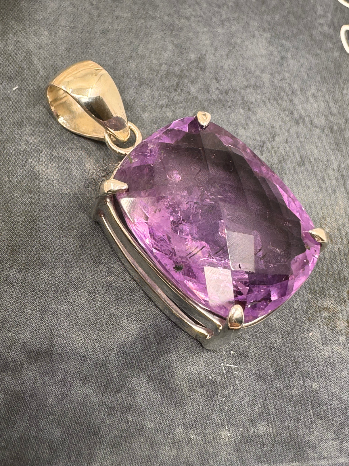 Amethyst Silver Faceted Pendant - “I trust my intuition and allow it to guide me each day”