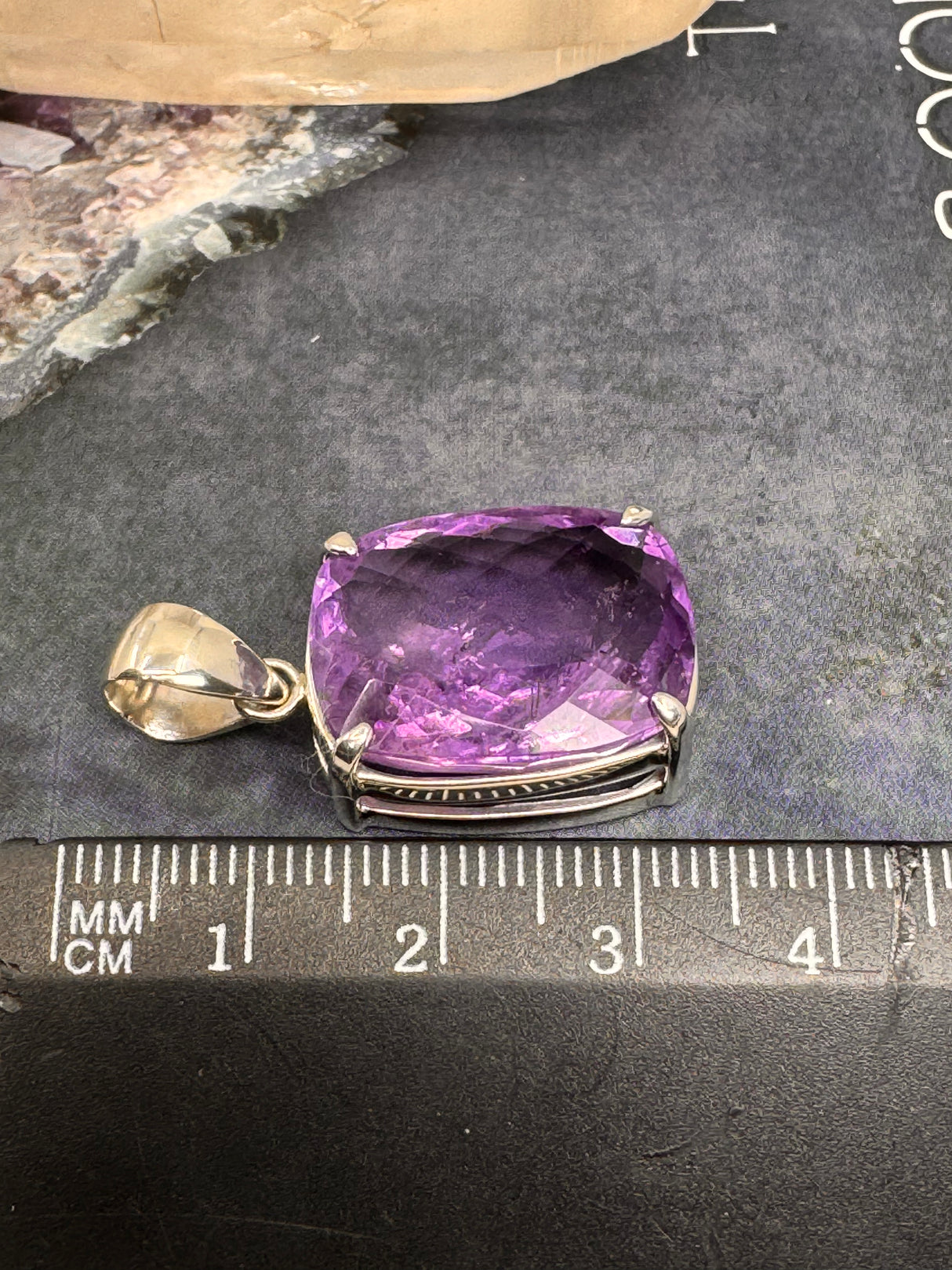Amethyst Silver Faceted Pendant - “I trust my intuition and allow it to guide me each day”