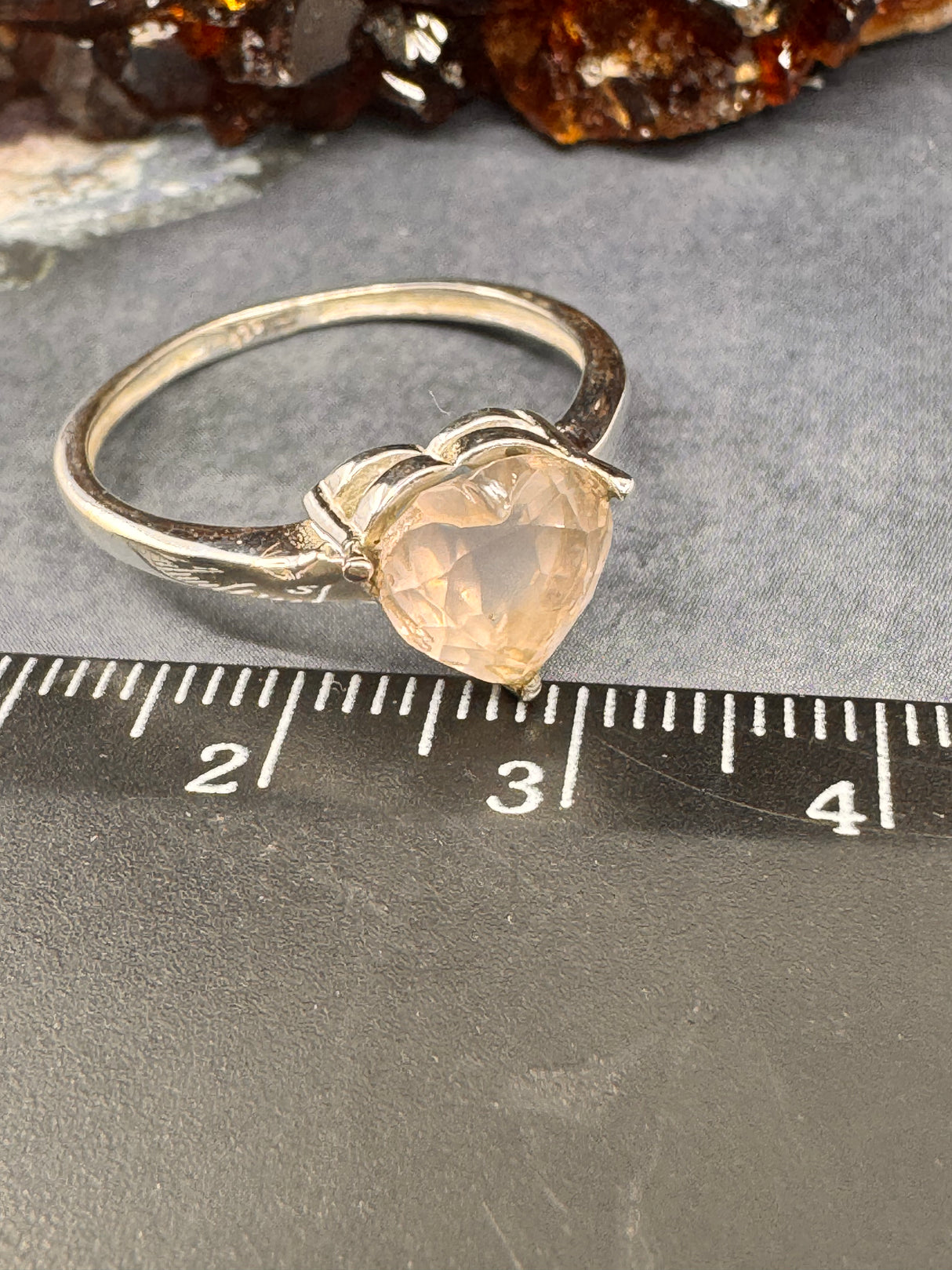 Rose Quartz Silver Ring Size 10 - “I radiate love, beauty, confidence and grace”.
