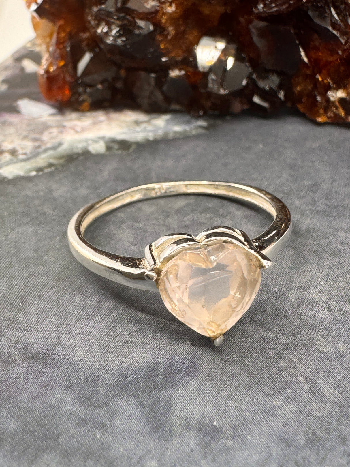Rose Quartz Silver Ring Size 10 - “I radiate love, beauty, confidence and grace”.