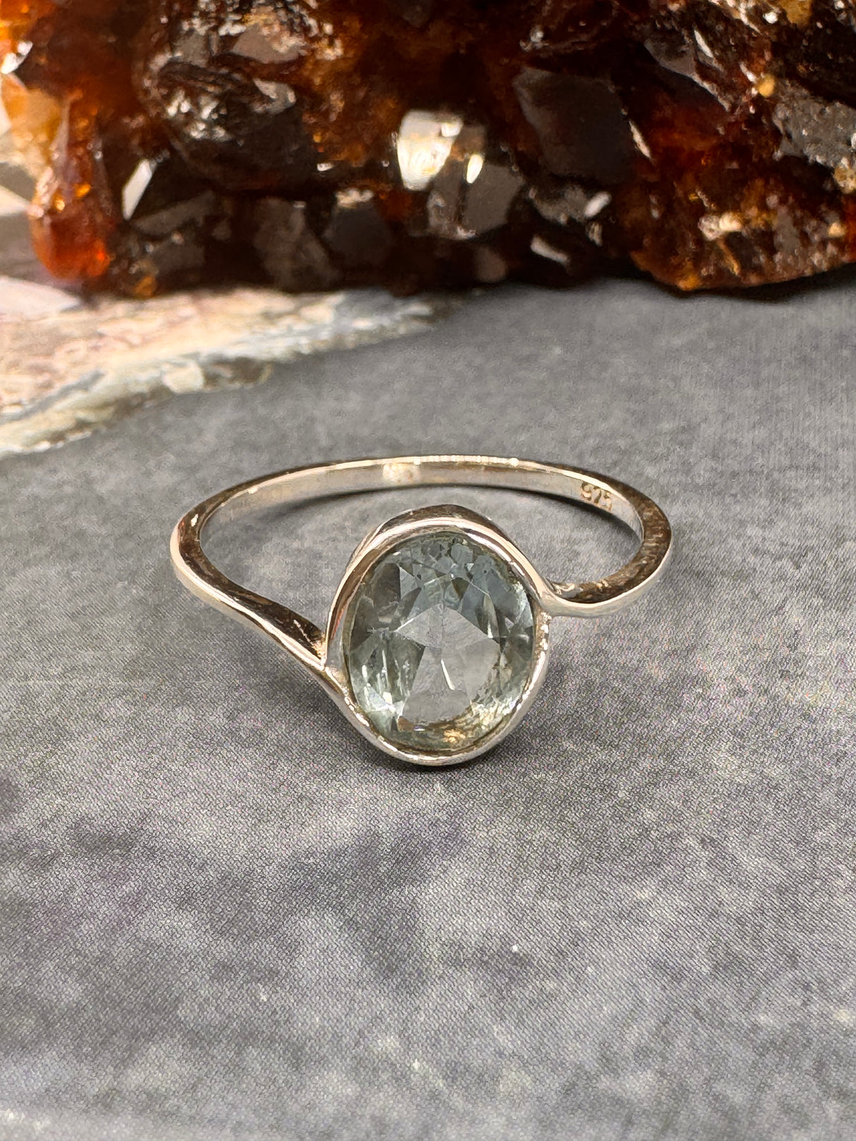 Blue Topaz Silver Ring Size 10 - "I communicate my thoughts with confidence and clarity."