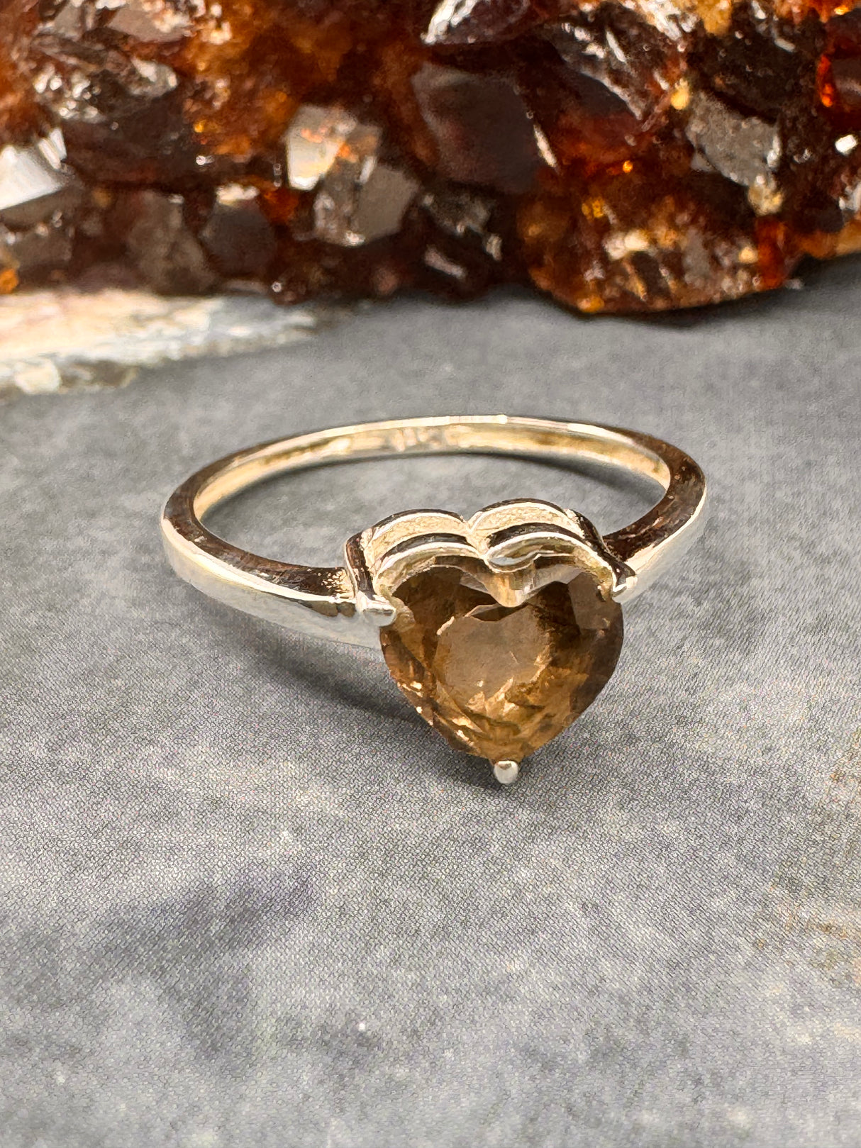 Smoky Quartz Silver Ring Size 10 -  “My spirit is deeply grounded in the present moment”.
