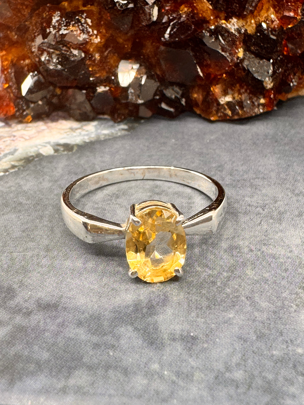 Citrine Silver Ring Size 10 - “I am successful in all areas of life”.
