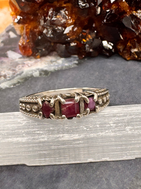 Ruby Silver Ring Size 10 -  "I am fearless and optimistic"