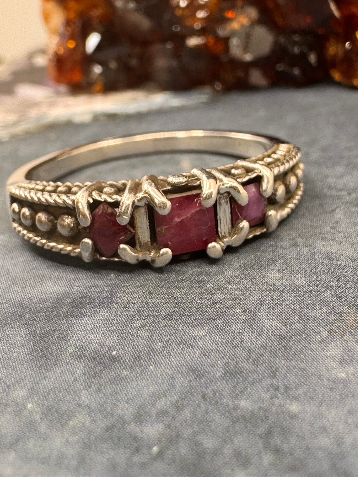 Ruby Silver Ring Size 10 -  "I am fearless and optimistic"