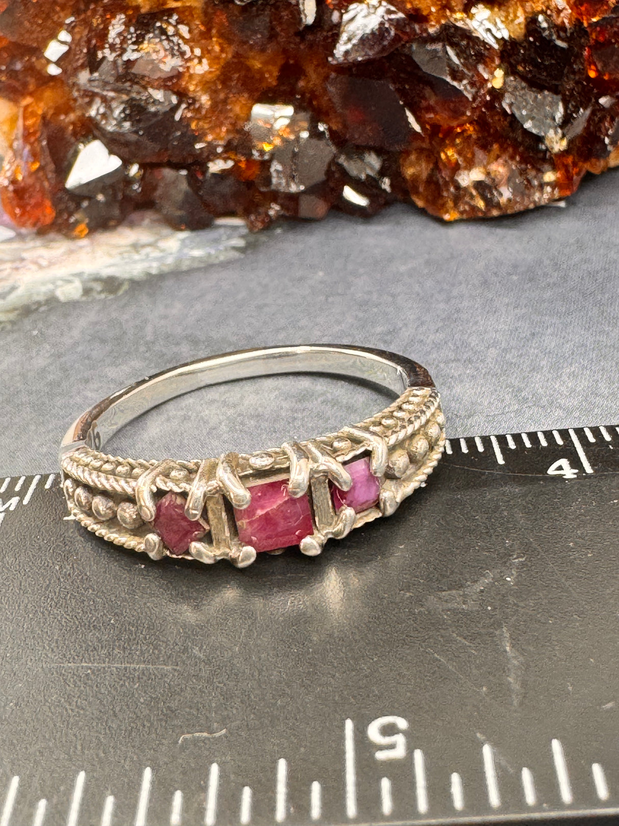 Ruby Silver Ring Size 10 -  "I am fearless and optimistic"