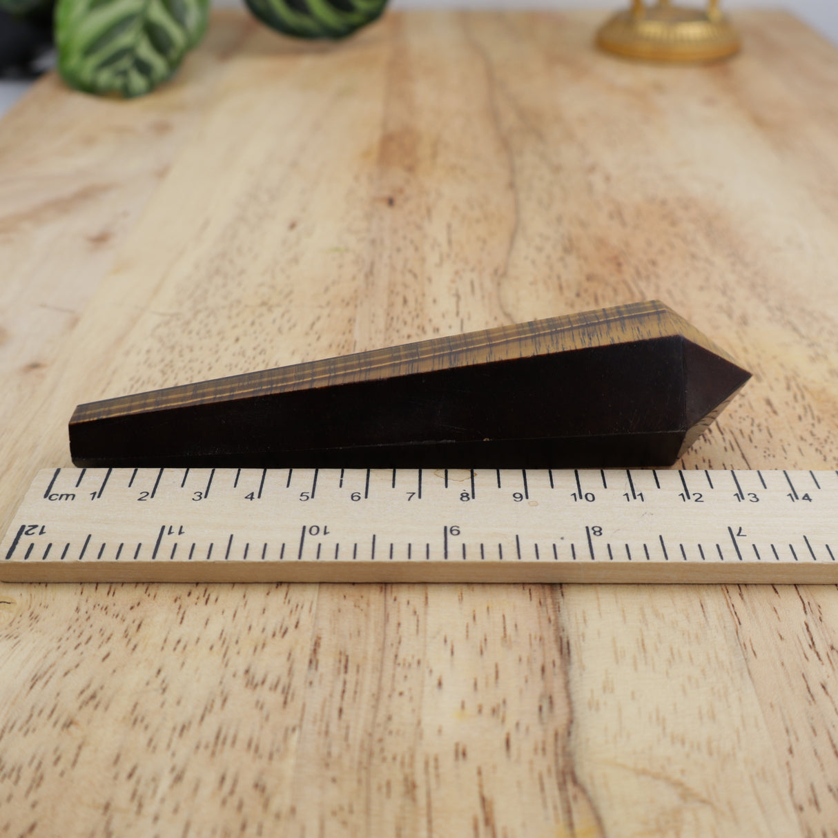 Tiger Eye Wand on Gold Stand – Courage & Protection