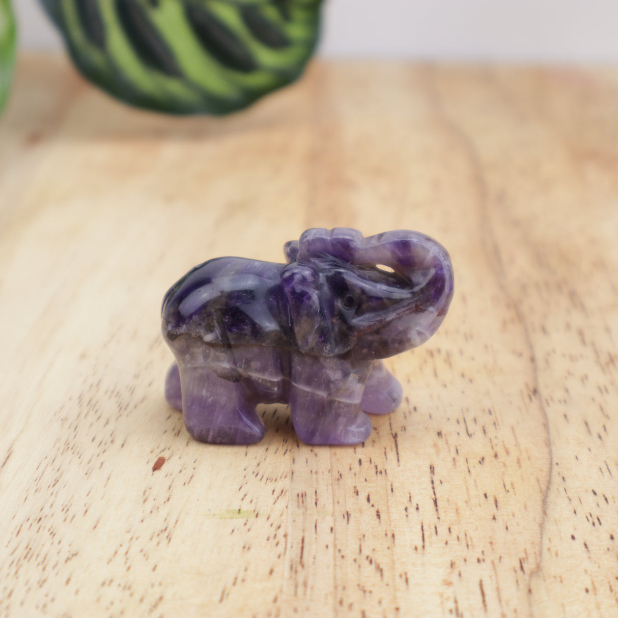 Chevron Amethyst Elephant Carving – Protection, Intuition & Inner Strength