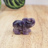 Chevron Amethyst Elephant Carving – Protection, Intuition & Inner Strength