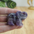 Chevron Amethyst elephant carving for protection, intuition, and spiritual balance. A calming crystal symbol perfect for altars and sacred spaces.